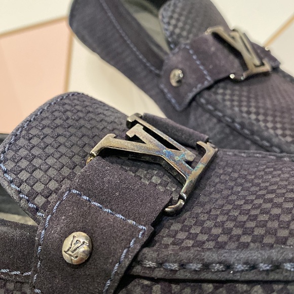 Louis Vuitton Classic Checked Navy Loafer US 8.5/ LV 7.5 Suede Moccasin … - Picture 5 of 11